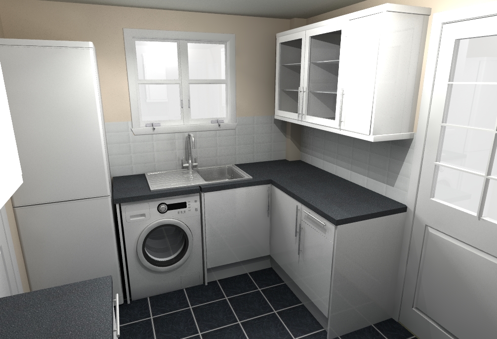 Kitchen after renovation — new units and worktops